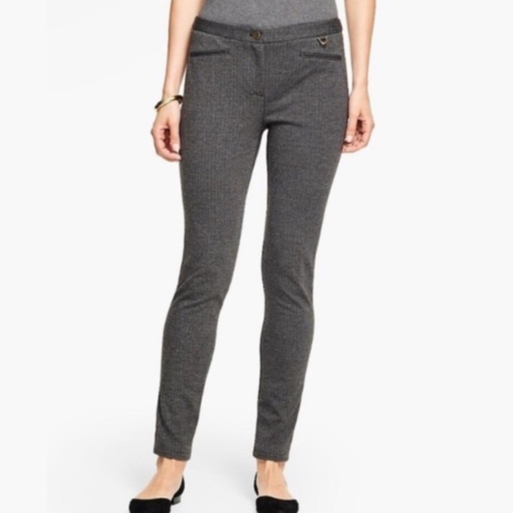 🛍 6 for $35 • Talbots Gray Herringbone Slim Leg Ankle Length Dalton Riding Pant